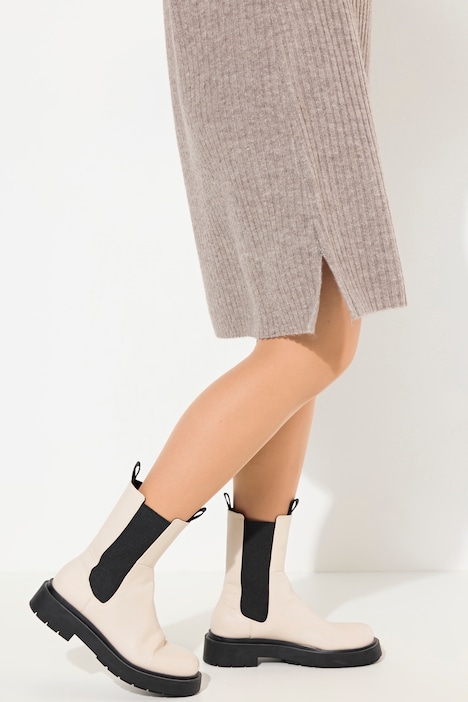 Strickkleid, A-Linie, Rippstrick, Troyerkragen, Langarm