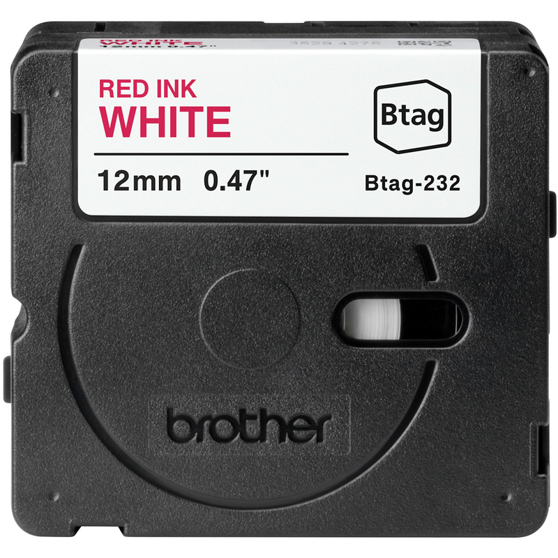 Brother P-Touch Band BTAG-232, 12 mm, rot auf weiss