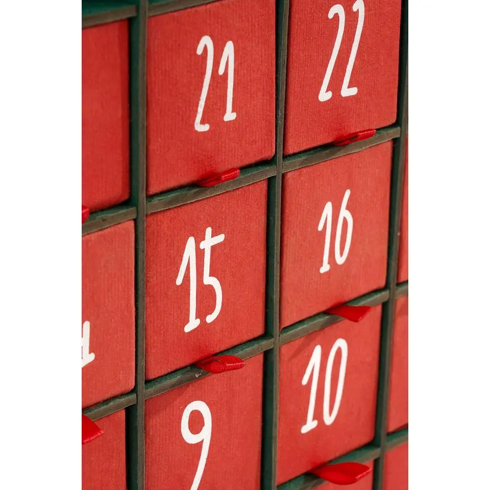 House of Seasons Adventskalender - L5 x B33 x H28 cm - Rood, Groen