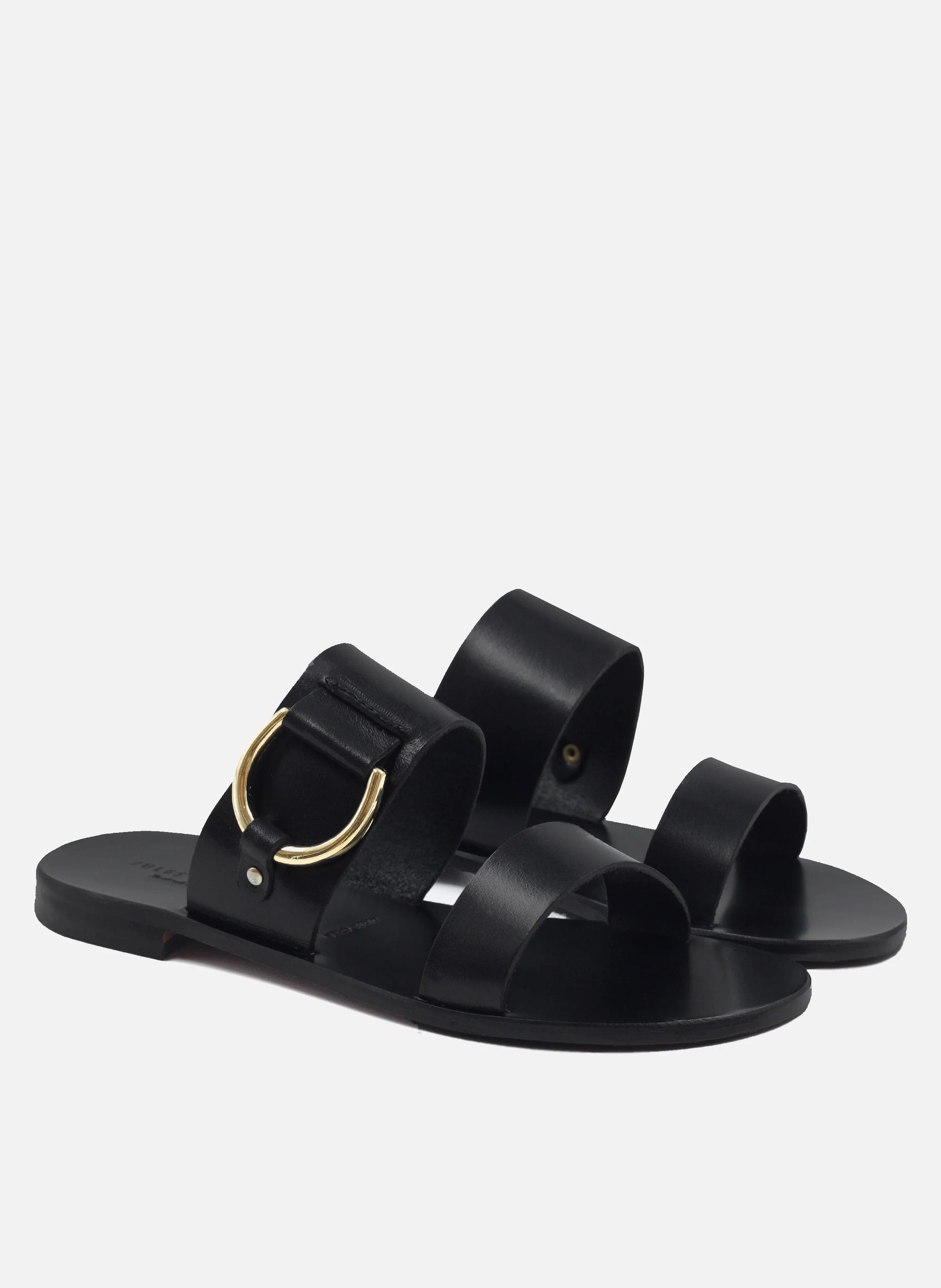 Sandales boucle cuir lisse | Noir
