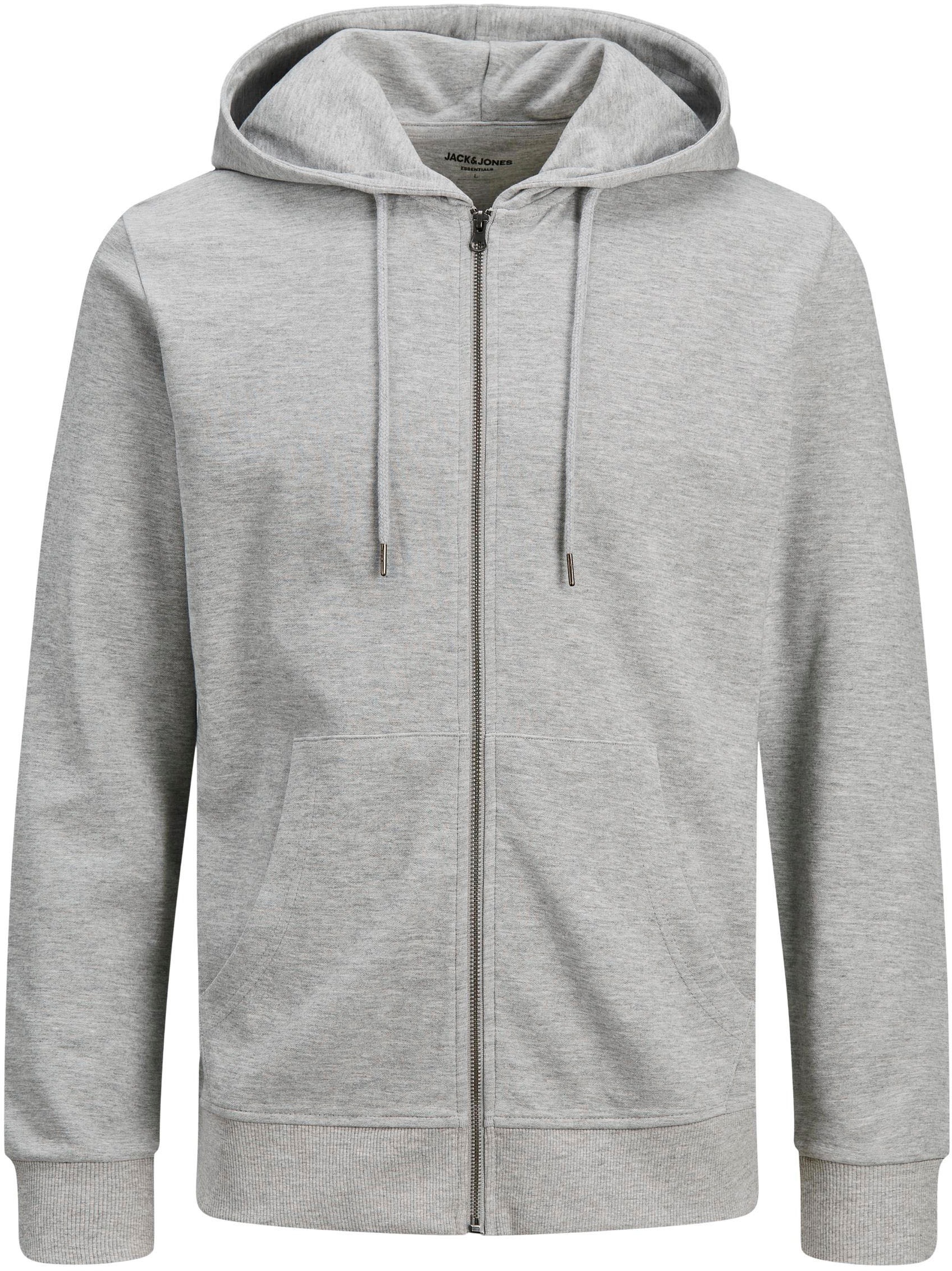 Jack & Jones Kapuzensweatjacke »JJEBASIC Hoodie mit Rippbündchen und angenehmem Tragegefühl«, unifarben, modisch, regular fit, Baumwollmischung, Rundhals