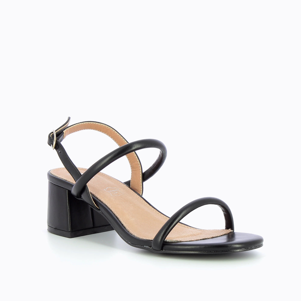 Sandales à talon, Compensées-Sandales à talon minimalistes Cynthia noires