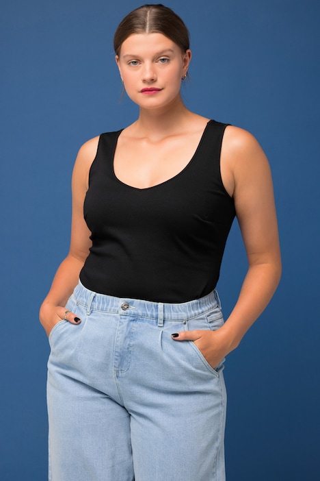 Body, Slim Shape, Punto-Jersey, doppelter V-Ausschnitt
