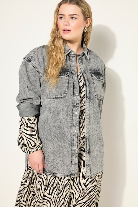 Jeanshemd, oversized, Vintage Look, Langarm
