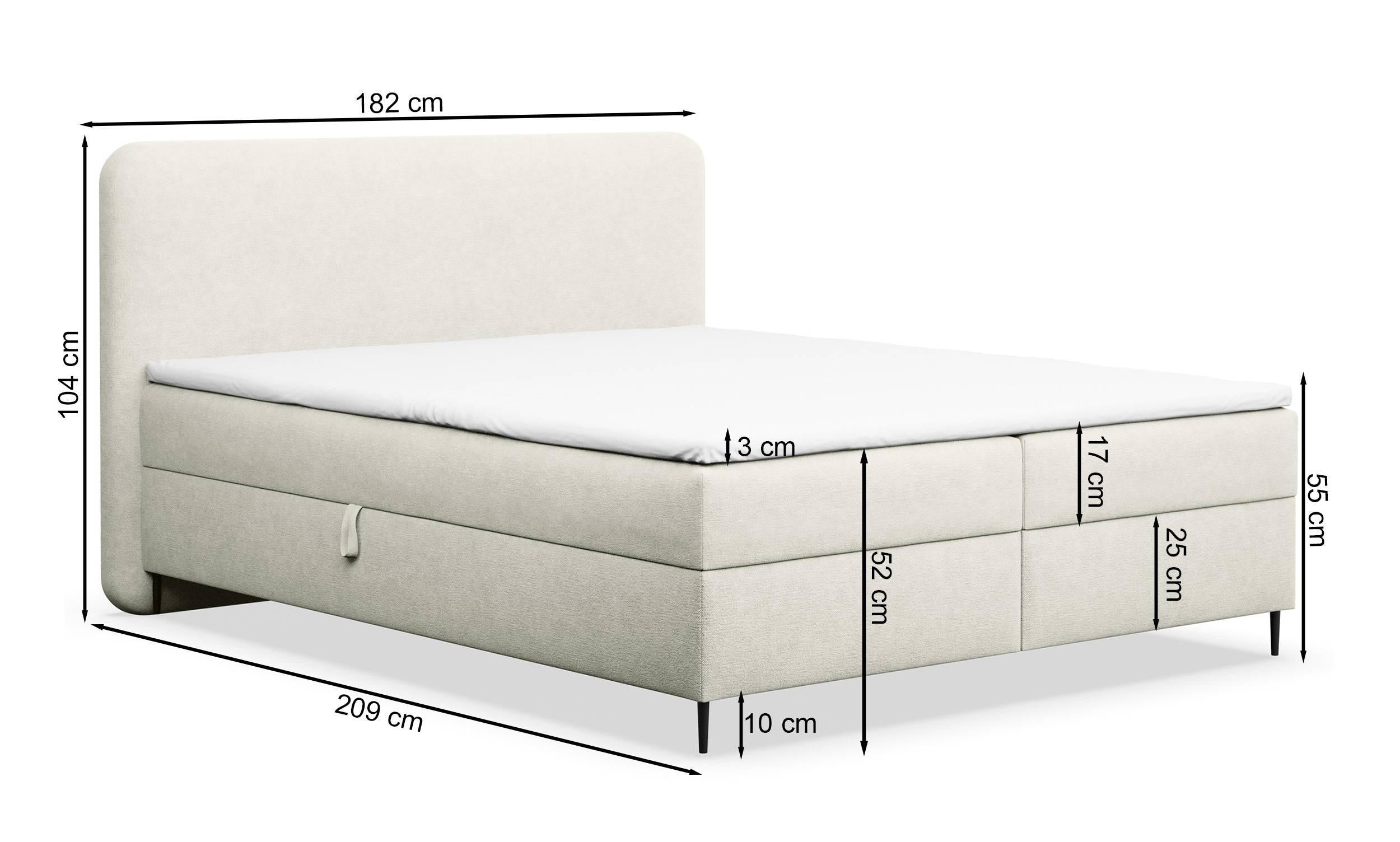 NADUVI Collection Boxspring Contero chenille 160 x 200 cm met
