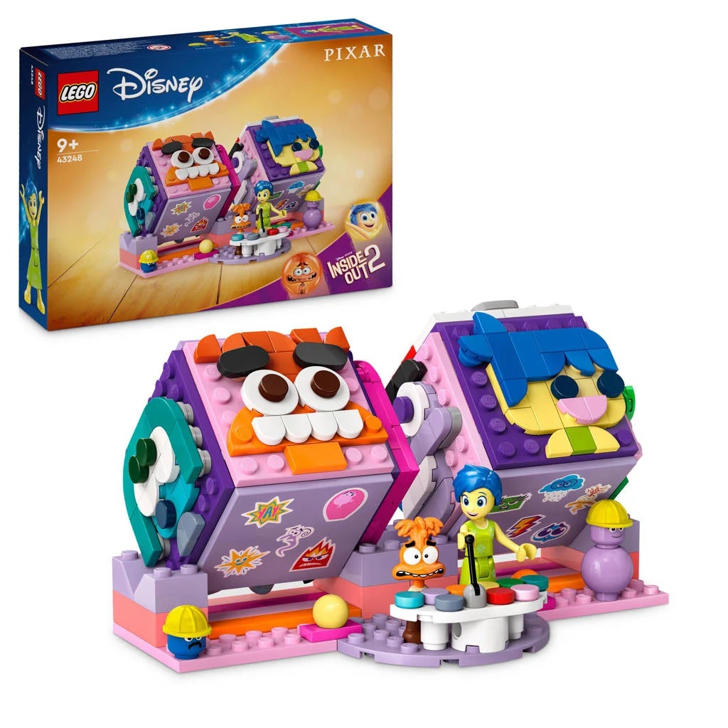 Mooie kleurrijke set voor uren plezierInside Out 2 humeurkubussen van Pixar Bouwbaar Emoties Leren Speelgoed 43248