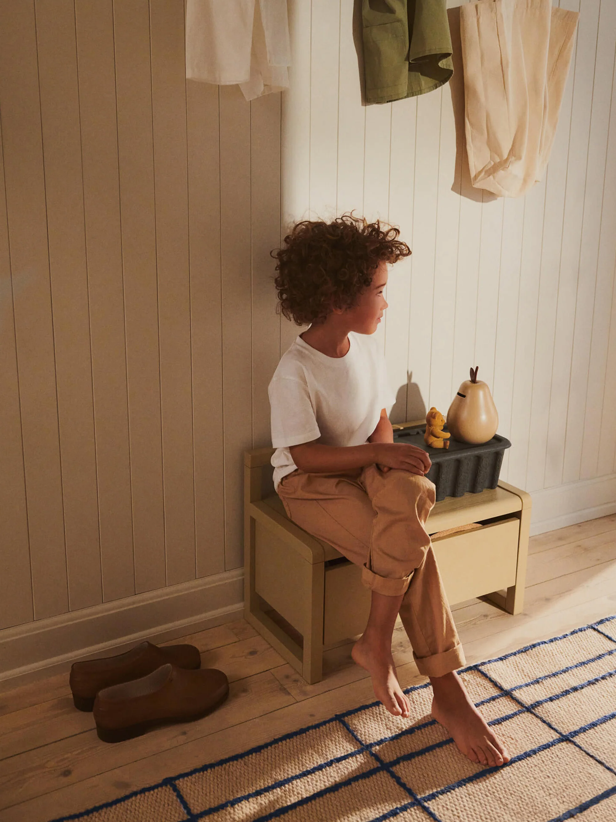 Houten kinderbankje Little Architect met opbergruimte