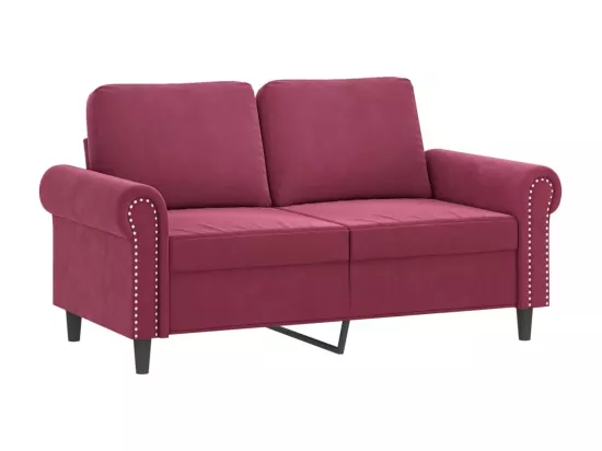 Ensemble de canapés 2 pièces avec coussins rouge bordeaux velours