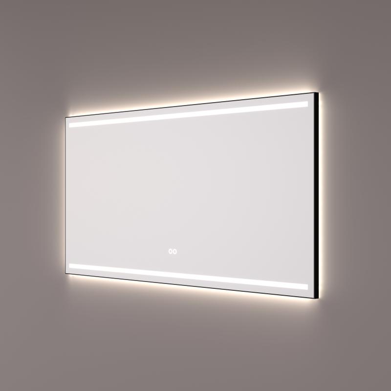 Hipp Design 7000 spiegel mat zwart met LED verlichting en spiegelverwarming 140x70cm
