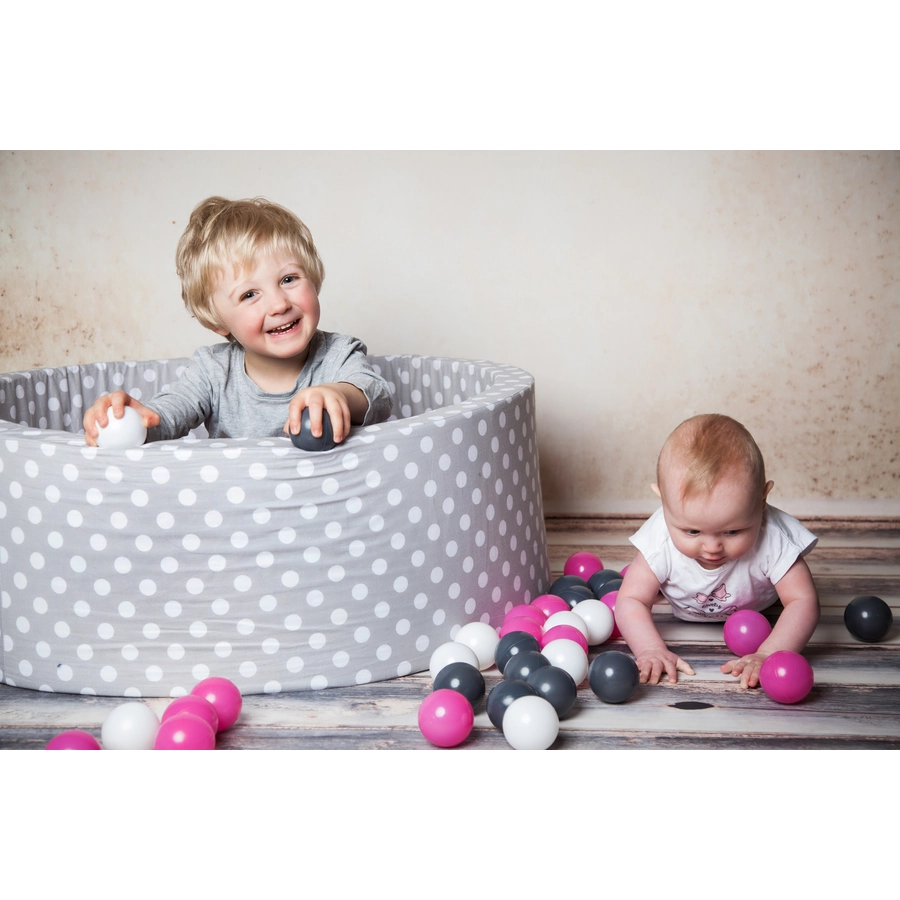 knorr toys® Bällebad soft - Grey white dots - 300 balls cremegreyrose grau