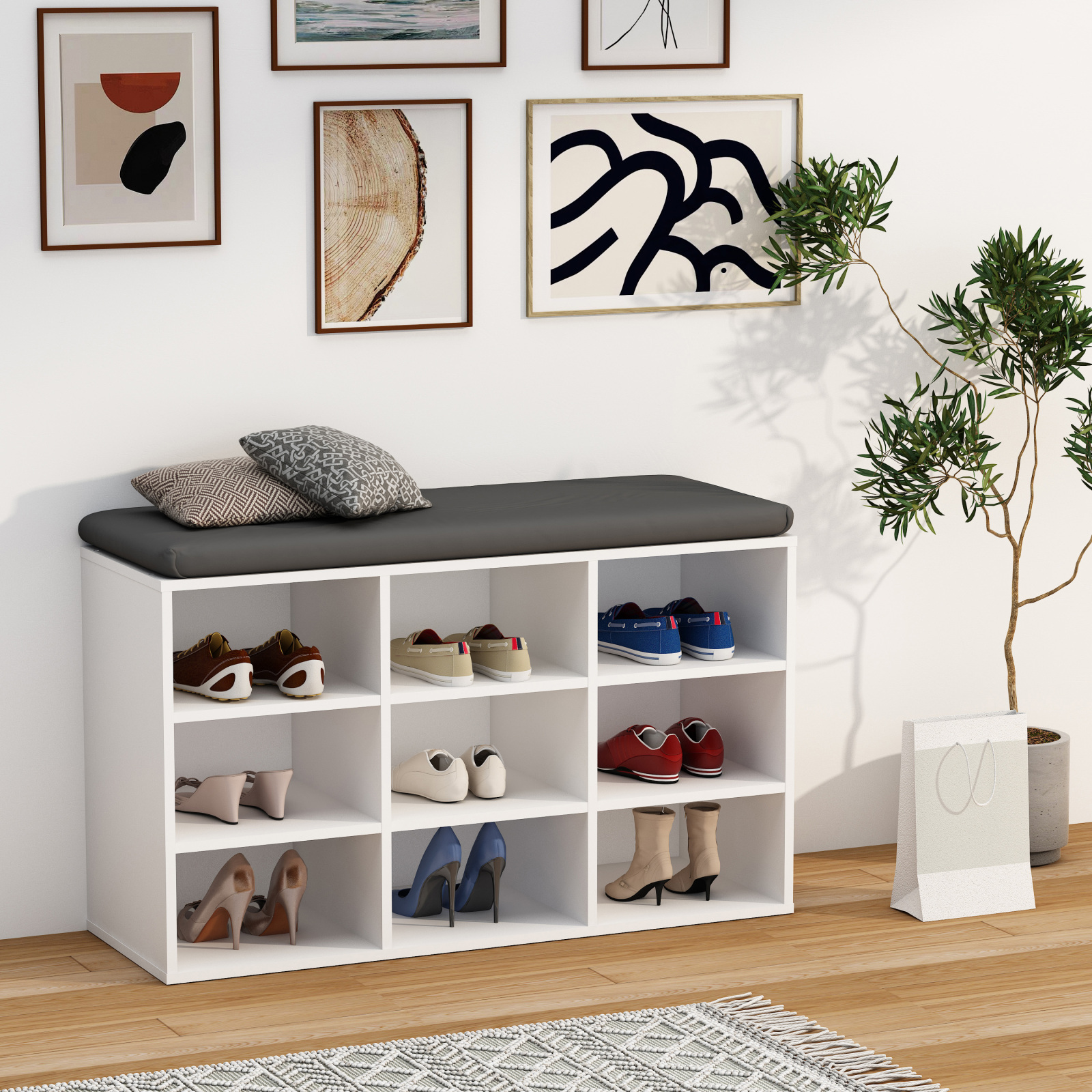 Schuhbank HINSOL XS - weiß - 9 Fächer
