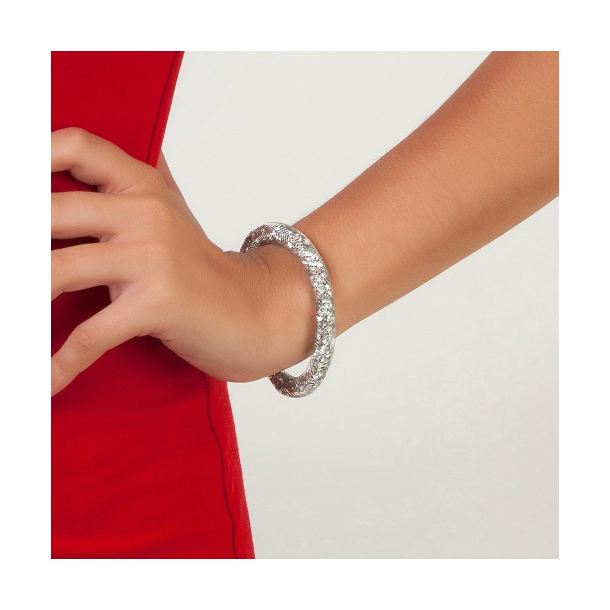 Bracelet argent tube strass SC Crystal