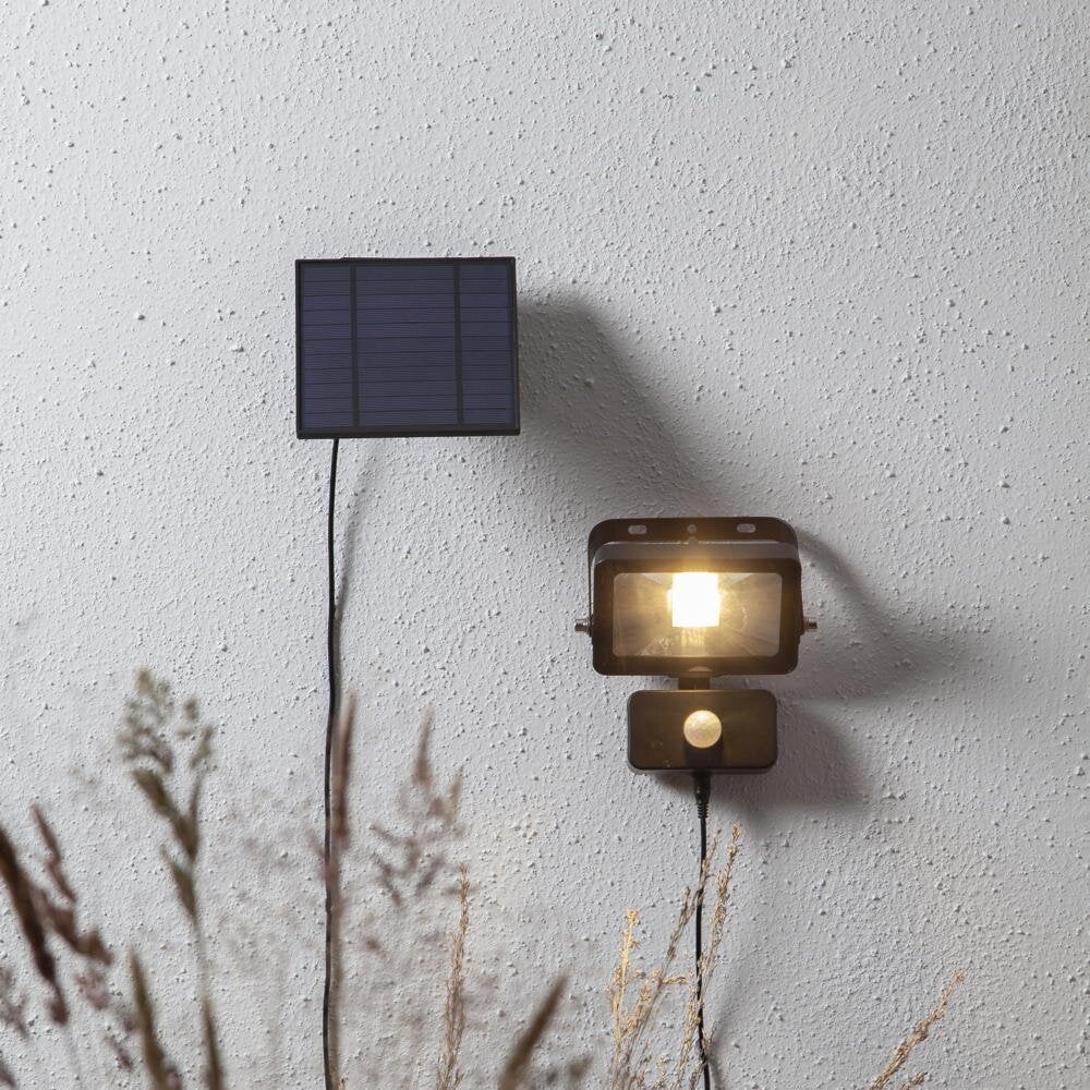 LED Solar Floodlight Powerspot in Zwart 0,4W 800lm IP44 met bewegingsmelder en schemersensor