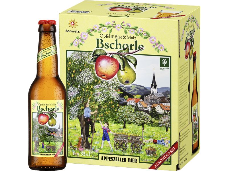 Appenzeller Bier Bier Bschorle alkoholfrei 6 x 0.33 l Biermischgetränk ohne Alkohol aus Apfel, Birne & Malz