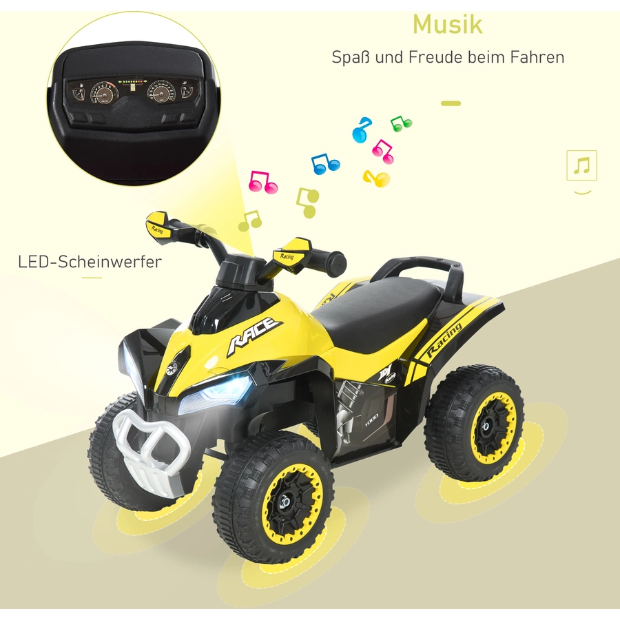 HOMCOM Rutscherfahrzeug mit Licht und Musik gelb