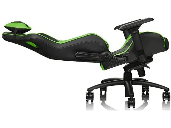 Ttesports GT-Fit 100 - Stol - armstøtter - T-formet - drejeled - aluminium, PVC, stål, kunstig læder, high-density skum - sort, grøn