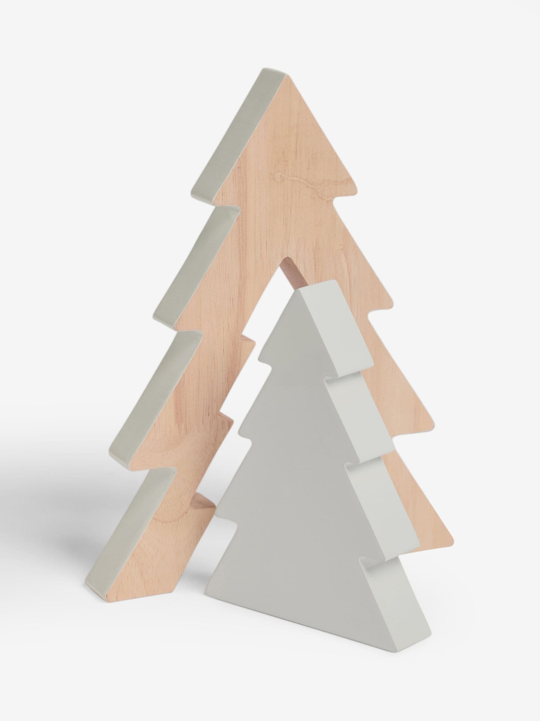 Set van 2 houten stapelbare kerstbomen