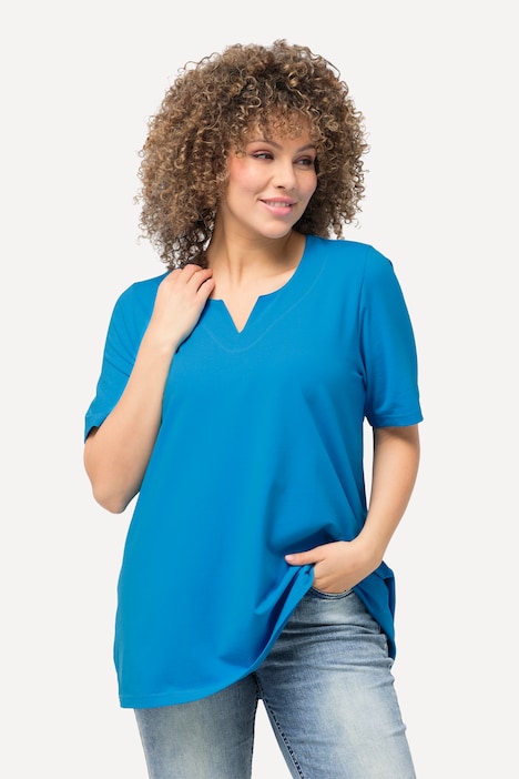 T-Shirt, A-Linie, Tunika-Ausschnitt, Halbarm