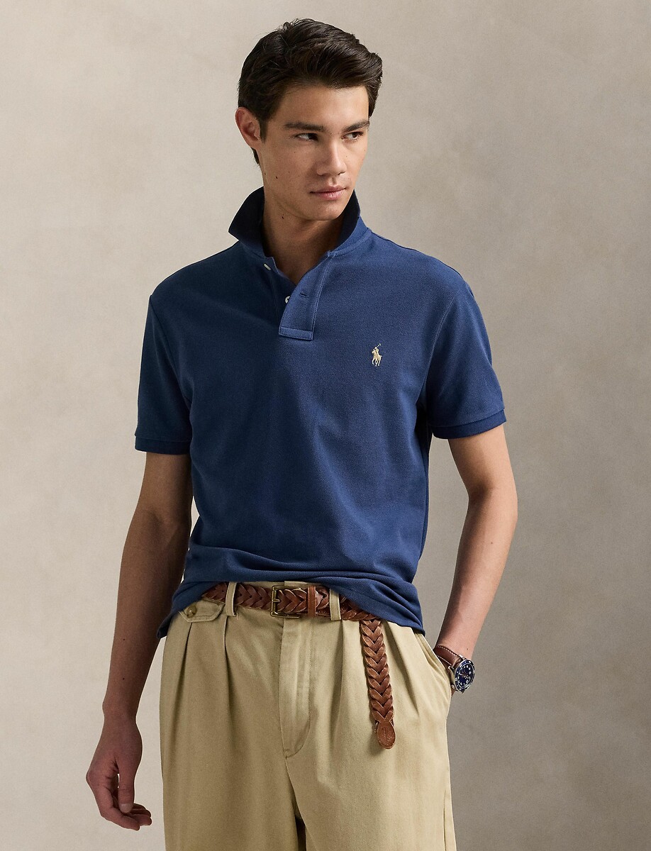 POLO RALPH LAUREN<br>Camisa polo reta de algodão com bordado de jogador de pônei
