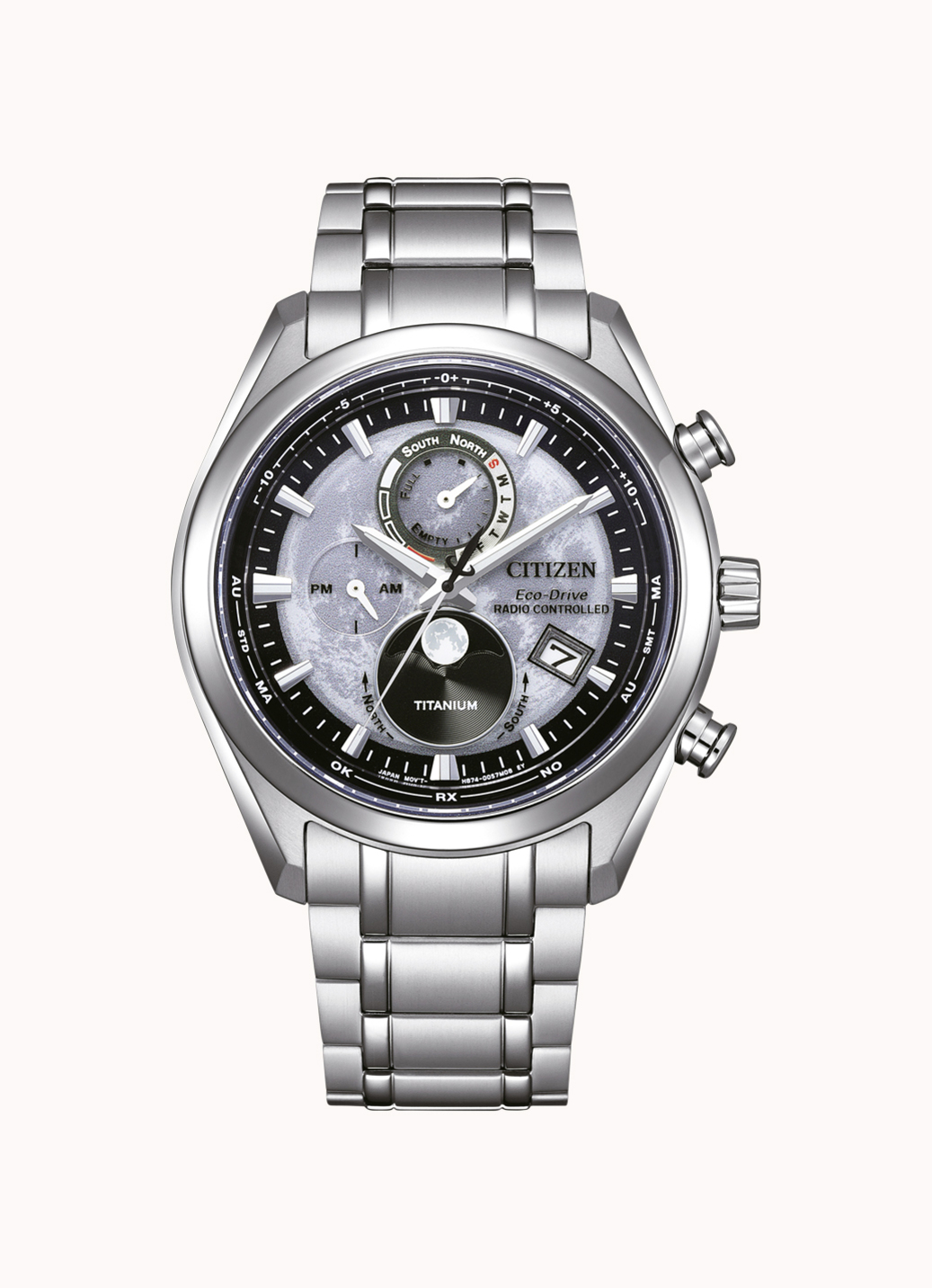 Funk-Solar-Herrenuhr mit Super-Titanium-Bandgehäuse