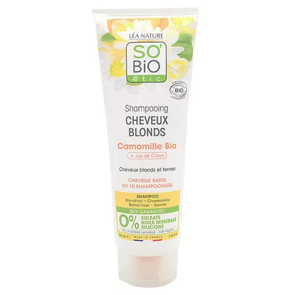 Shampoo So'Bio Étic para Cabelos Loiros, Camomila e Suco de Limão Orgânico, 250ml