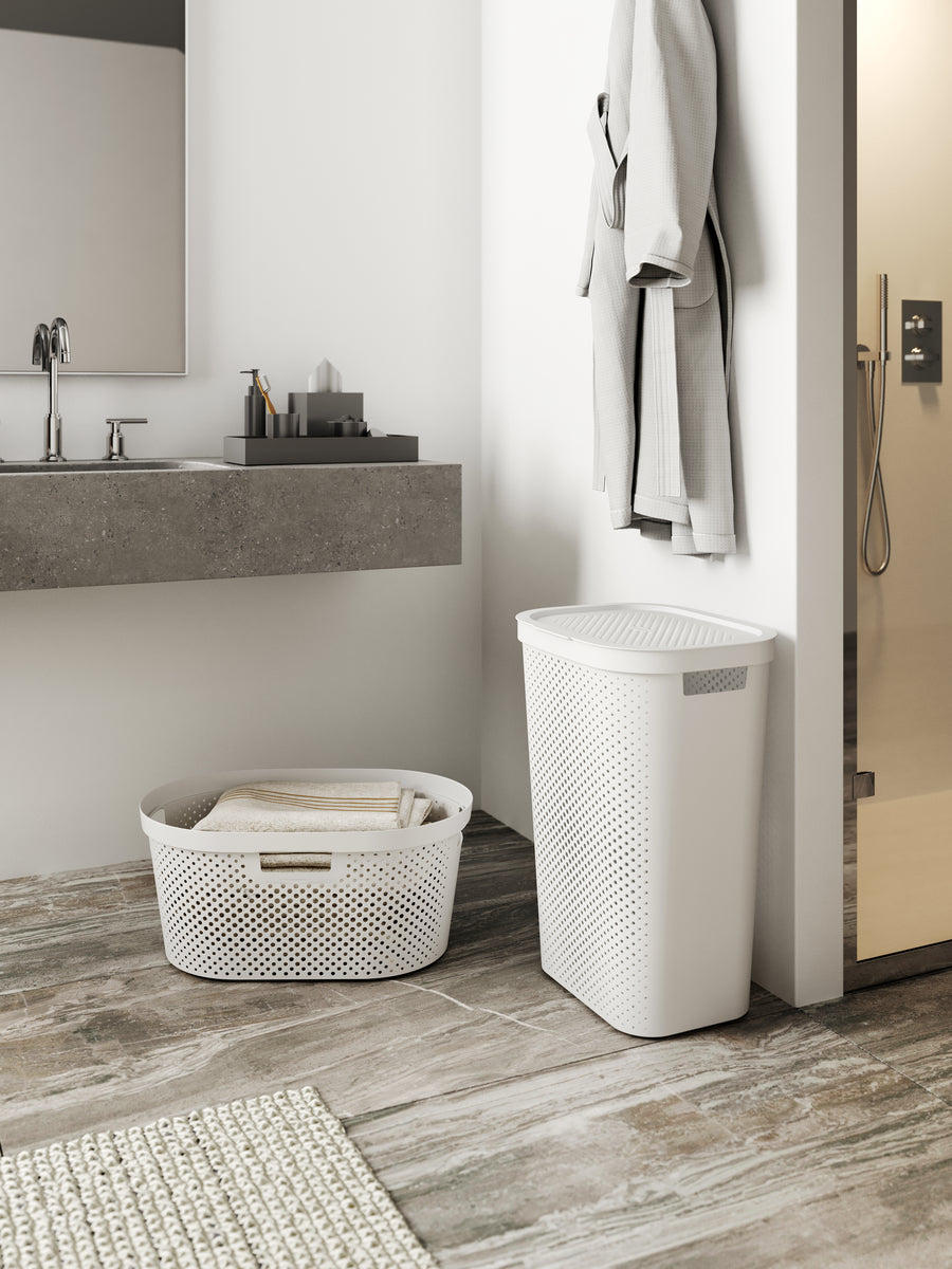 Curver Infinity Recycled Wasmand met deksel - 60L - 2 stuks - Wit