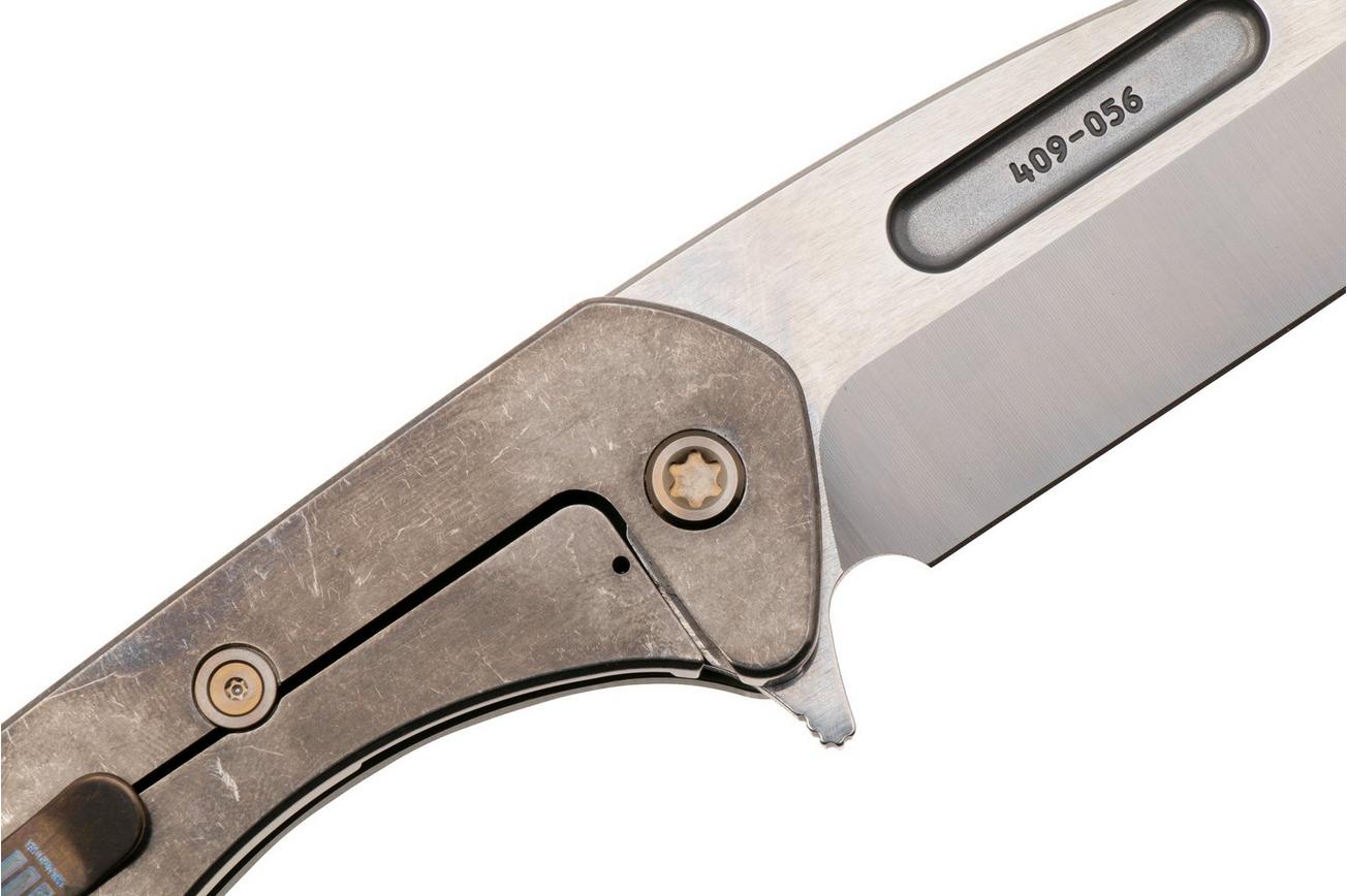 Medford Swift FL Flipper 25-SFF-01, Tumbled S45VN Tanto, Green Aluminum Handle, Bronze Hardware zakmes