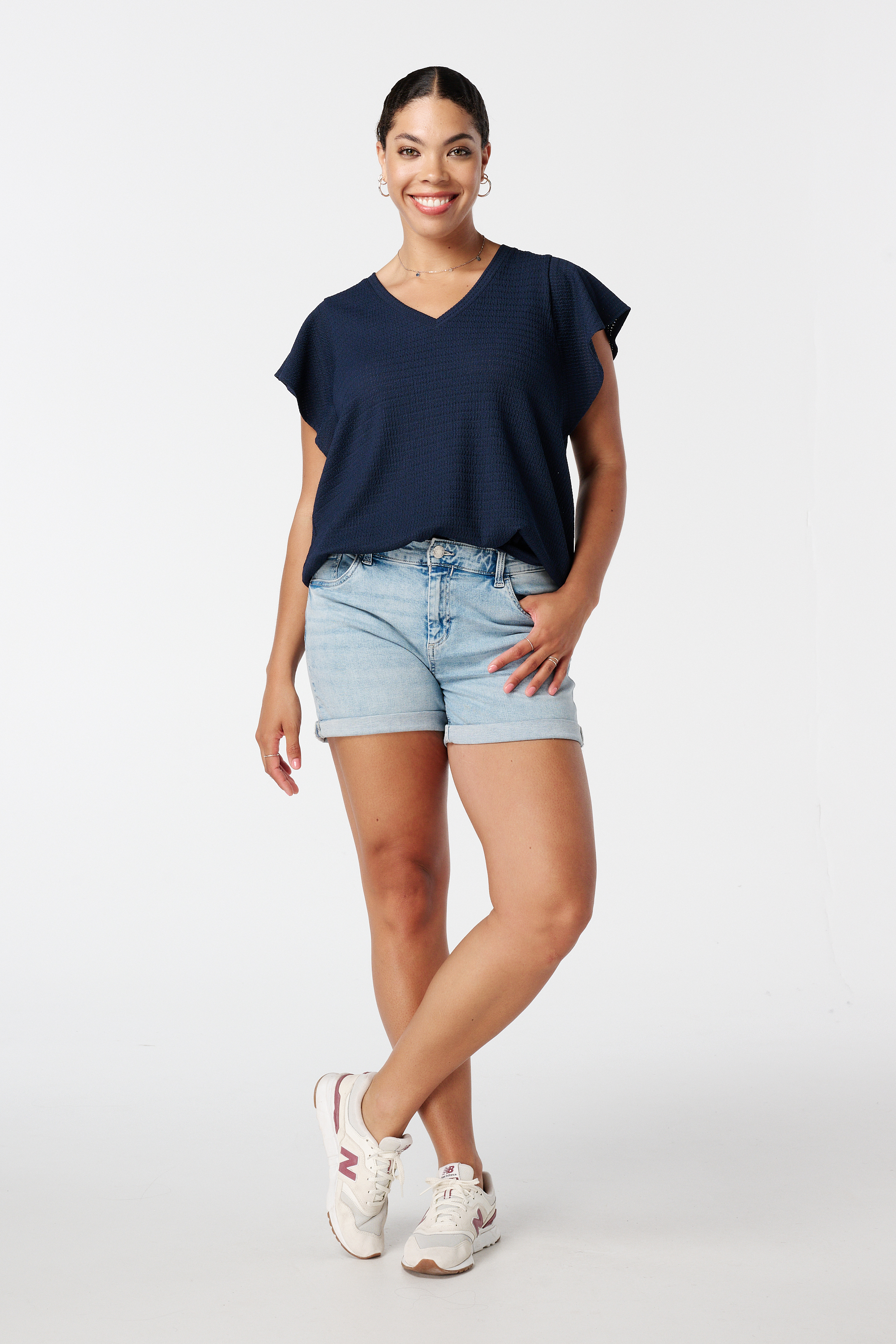Denim shorts met stretch Bleached Denim