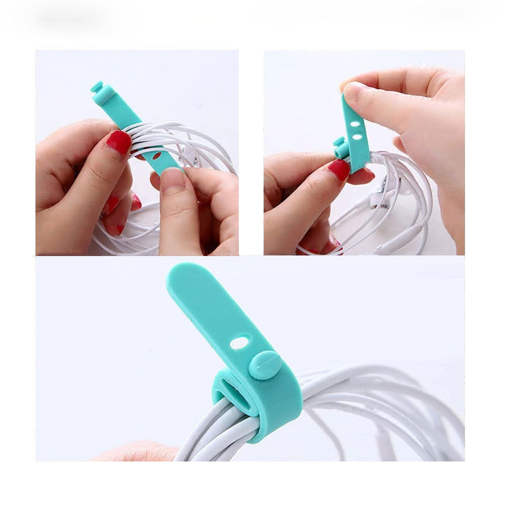 (4er Set) 8cm Silikon Kabel Organizer Kabelbinder - Weiss