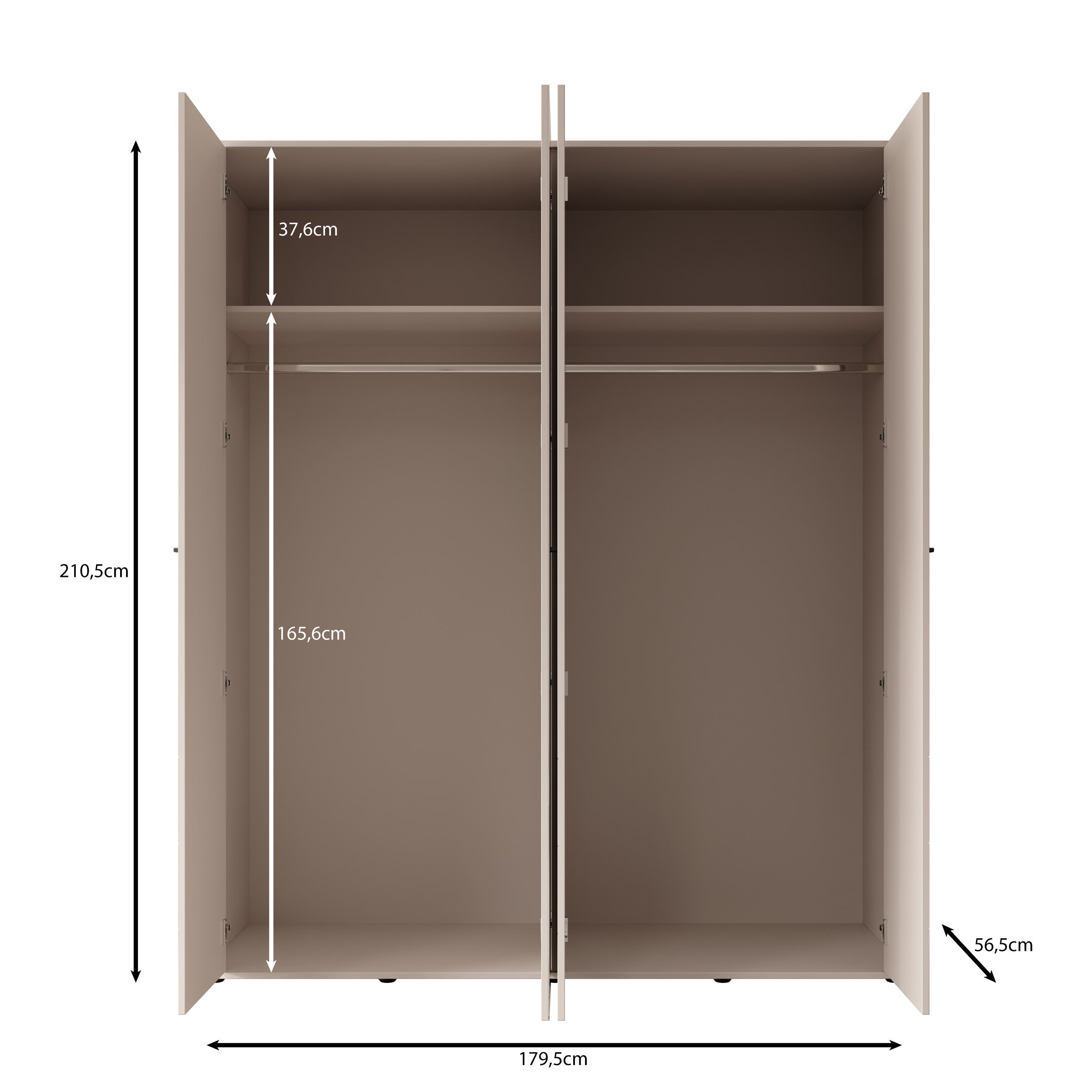 Meubella - Sorello - Kledingkast 4 deurs - Beige - 180x56x211 cm