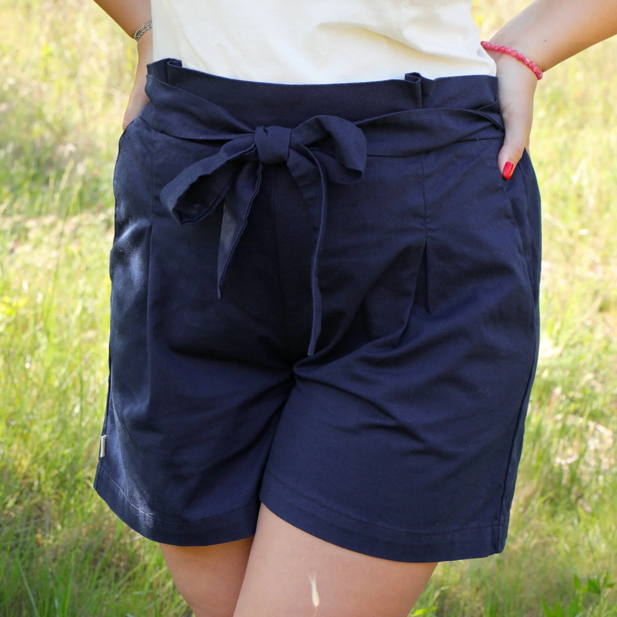 Short en coton pour femme - Version 1 - Taille 0 / 34-36 / Bleu Marine