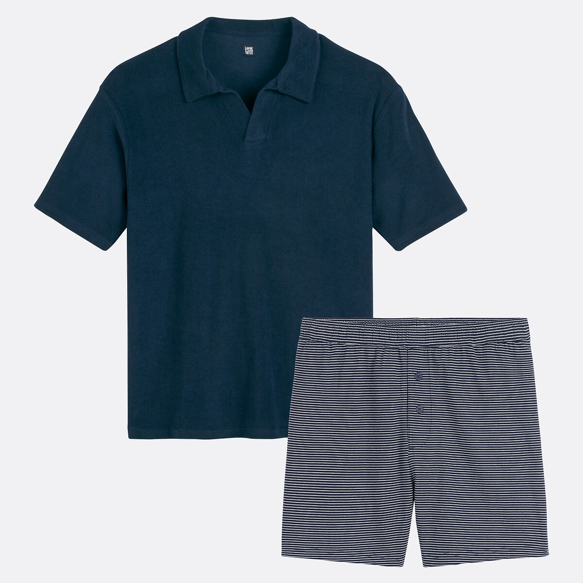 COLEÇÕES LA REDOUTE<br>Shorts de pijama, camiseta de manga curta com gola polo
