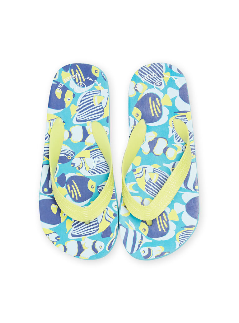 Tongs bleues à imprimé poisson enfant garçon