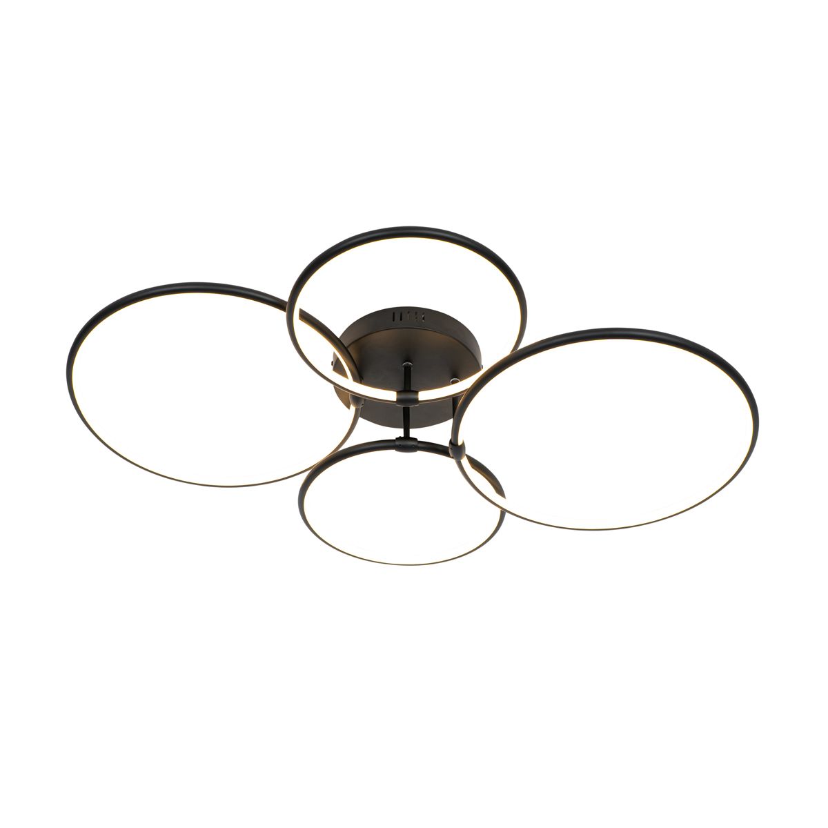 Design plafondlamp zwart incl. LED 3-staps dimbaar 4-lichts - Joaniqa