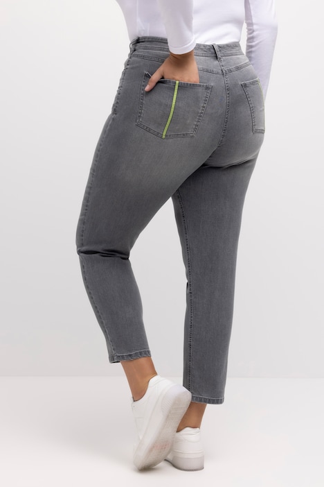 Mom-Jeans, innen bedruckt, weiter 5-Pocket-Schnitt