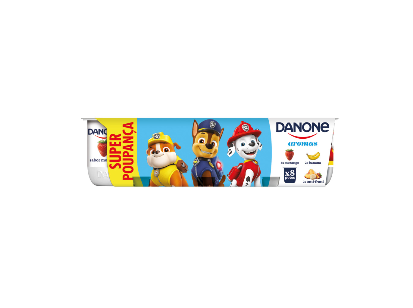 IOGURTE DANONE AROMA MORANGO BANANA E TUTTI FRUTTI 8X120G