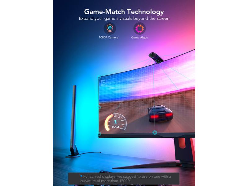 Govee Pro Gaming-Licht DreamView G1, RGBIC, WiFi Smarte Hintergrundbeleuchtung für PC 24-29 Zoll