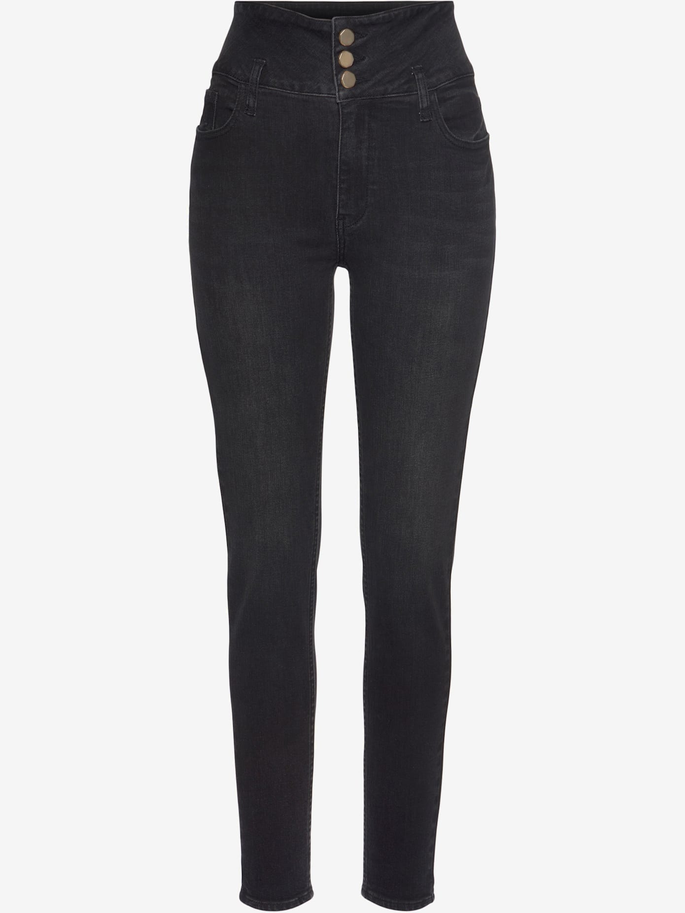 Jean taille haute large ceinture à boutons
