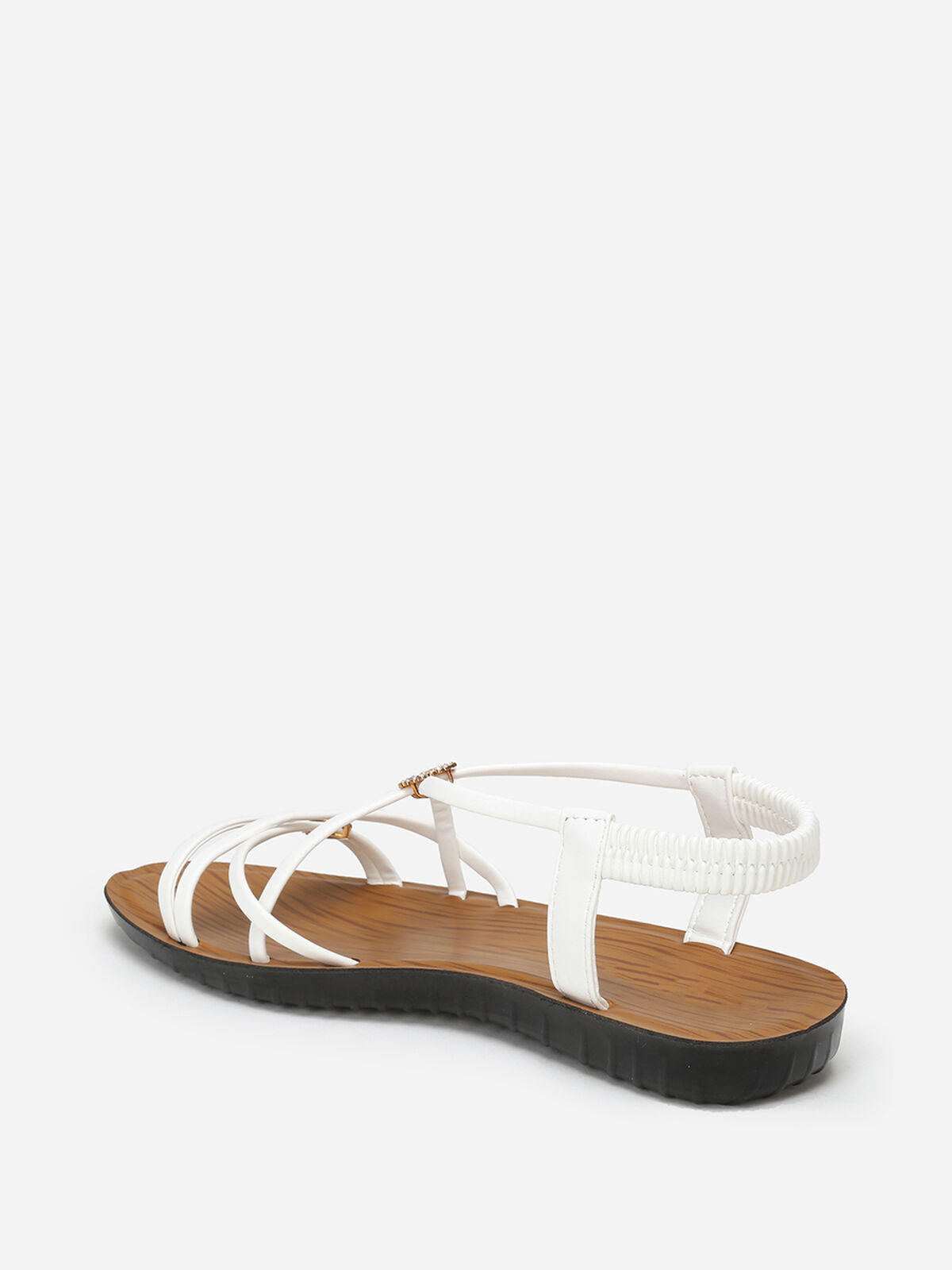Sandales multi-brides à bijoux en strass- Blanc