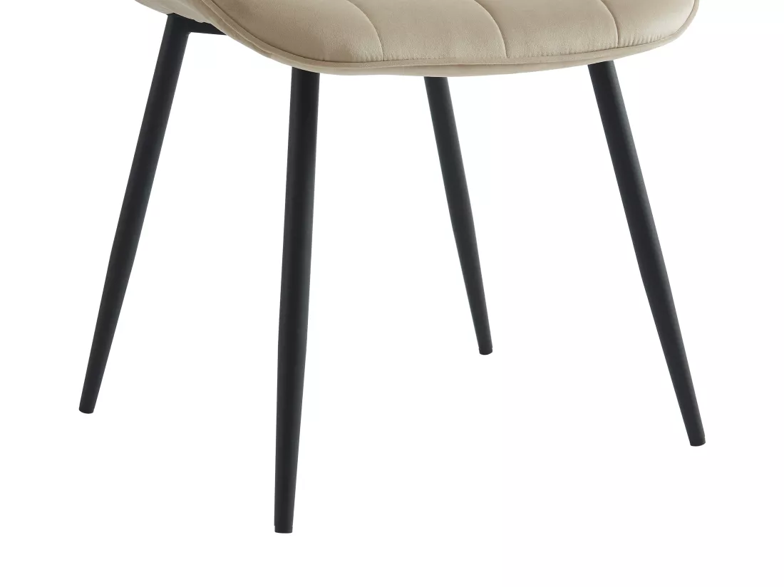Lot de 2 chaises matelassées - Velours et métal noir - Beige - OLLUA