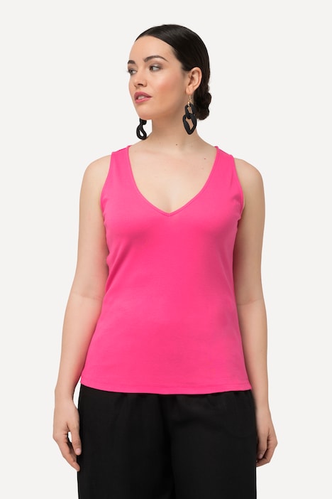 Top, Rippjersey, Slim, V-Ausschnitt, ärmellos
