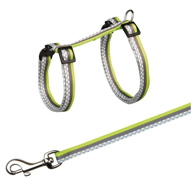 Freshline Spot-kattesele med snor, nylon, 27–45 cm/10 mm, 1,20 m