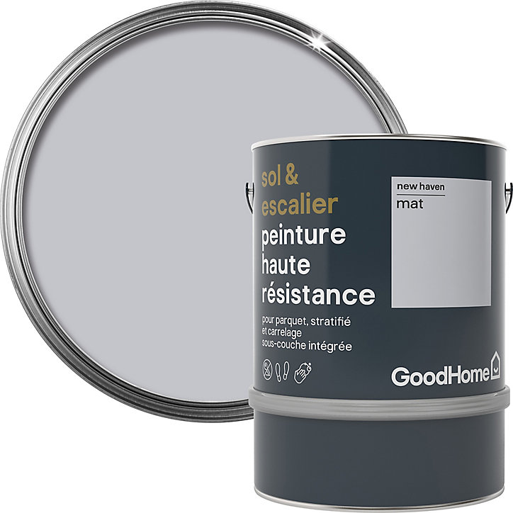 Peinture haute résistance sol et escalier GoodHome gris New Haven mat 2L