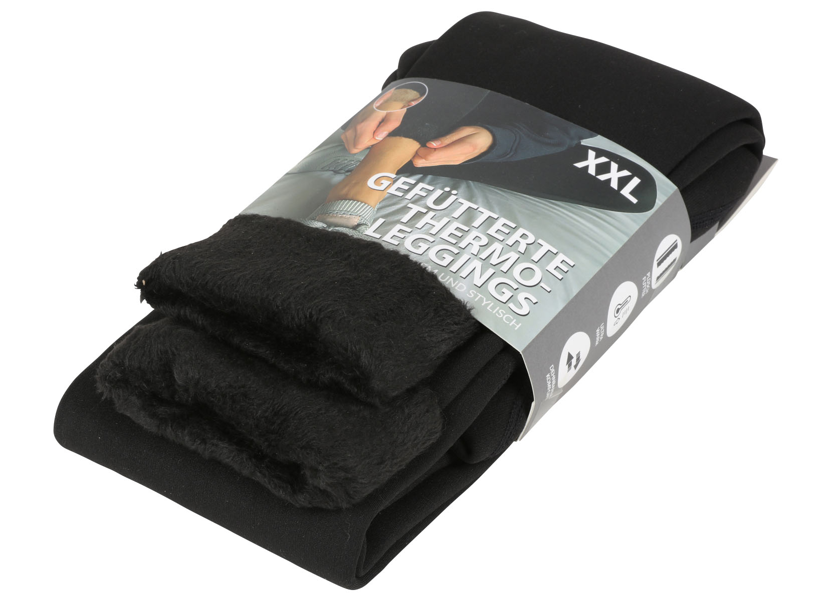 Thermo-Leggings mit Innenfleece Schwarz XXL