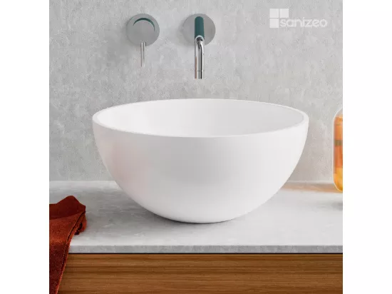 Vasque à poser VIDAR - 75% Minéral Blanc Mat Ronde 38cm*H17.5cm - LAVABERG