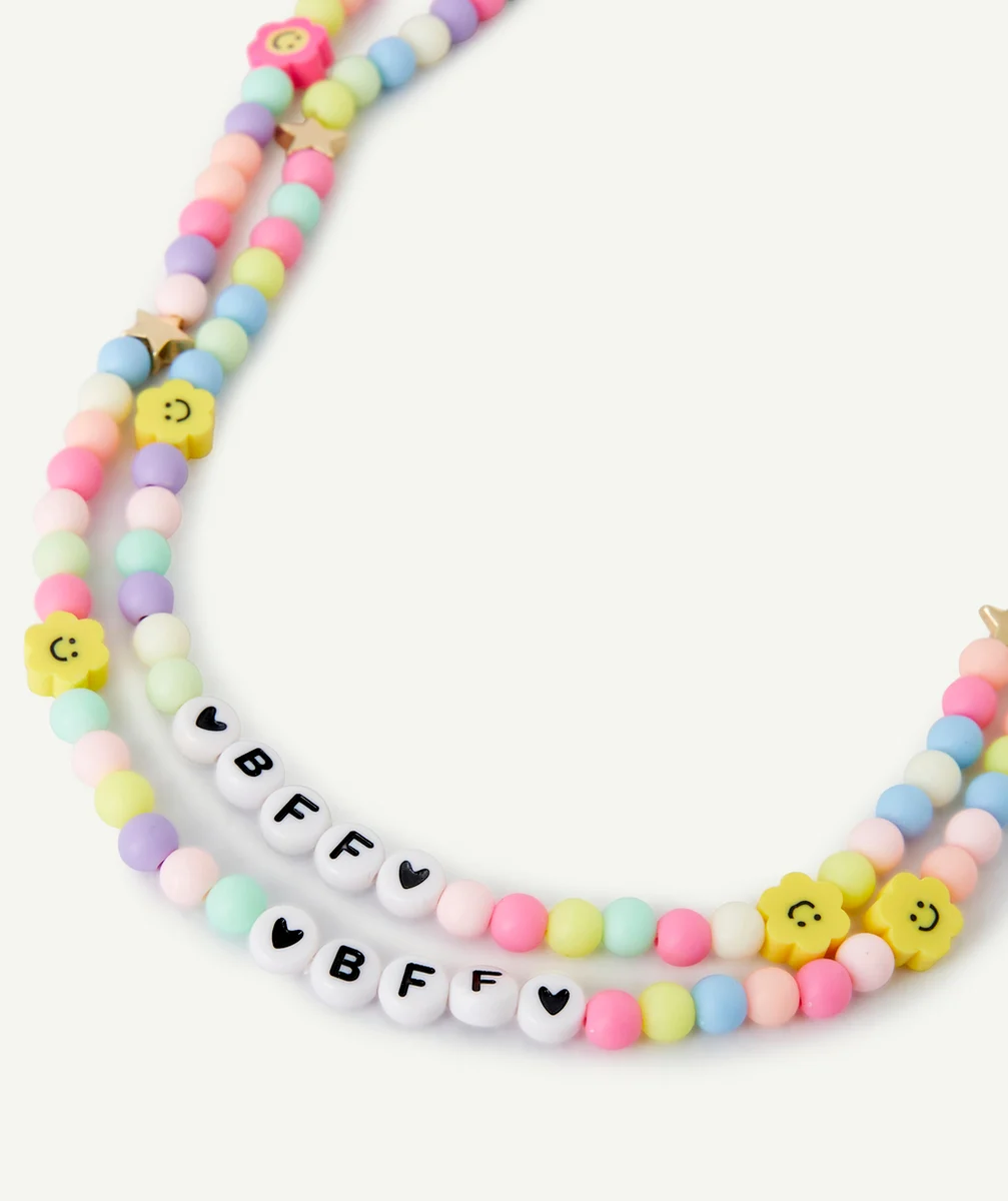 LOT DE 2 COLLIERS D'AMITIÉ FILLE AVEC PERLES COLORÉES