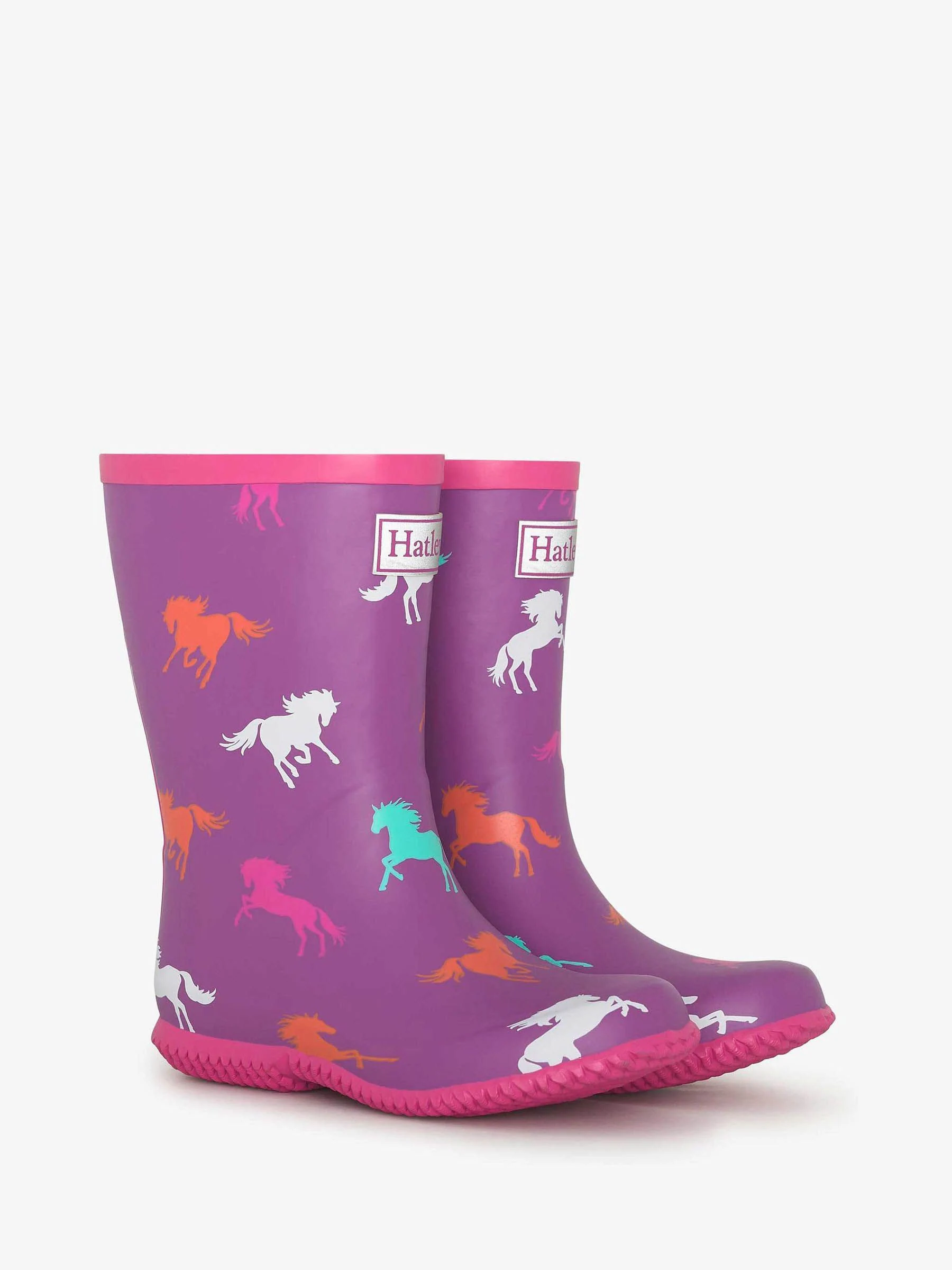 Hatley Purple Leaping Horses Packable Wellies
