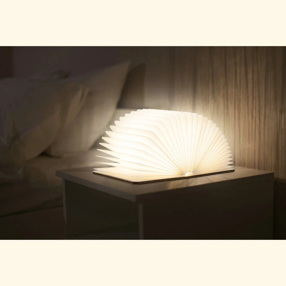 Lampe livre USB en bois 17xH14cm