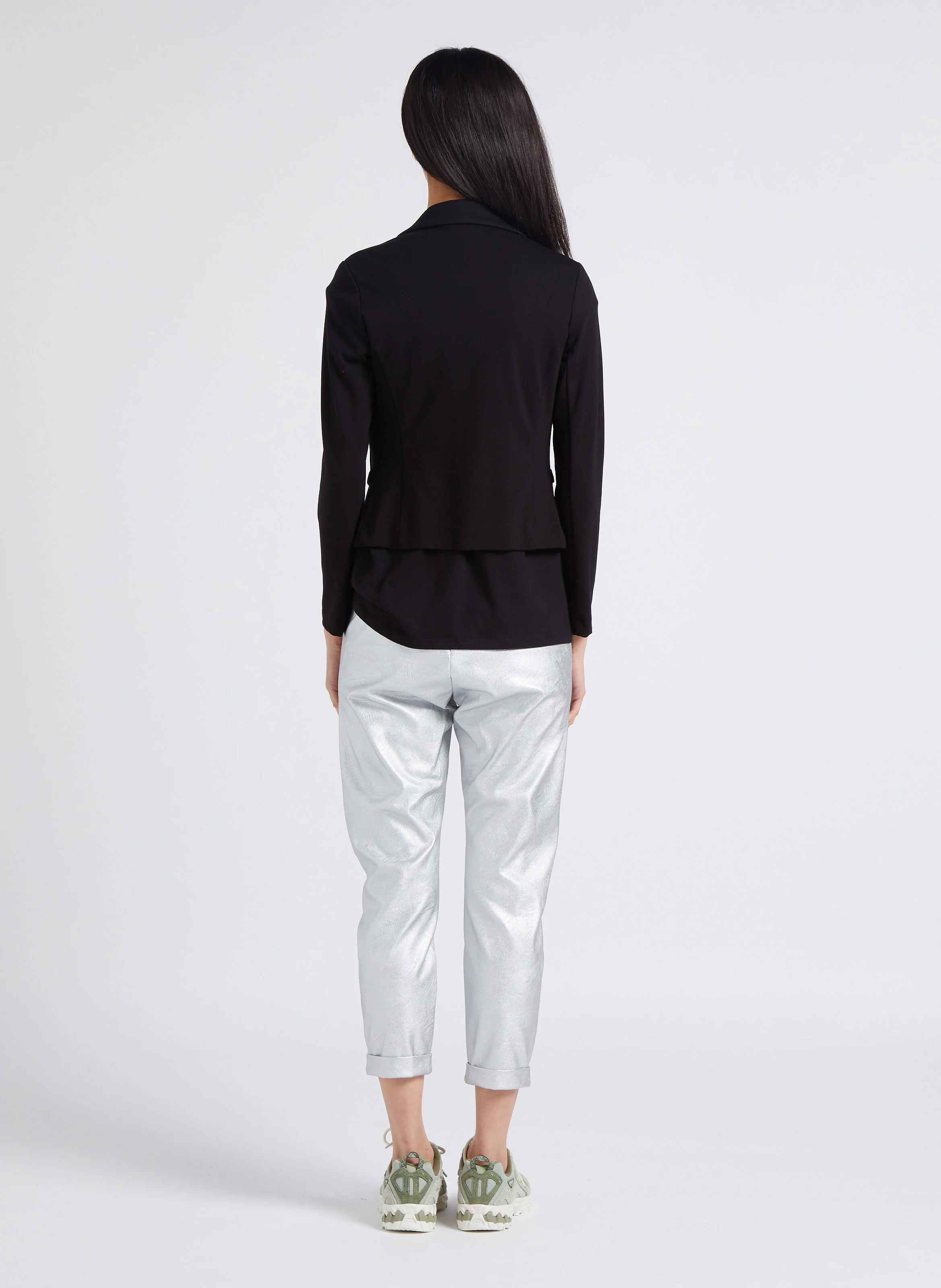 Pantalon carotte effet métallisé| Argent