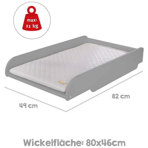 robaroba   Wickelplatte inkl. Wickelauflage grau